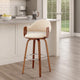 Reid Barstool | 26" | Faux Leather | Curved Back | Cream | Brown