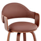 26 Inch Leatherette Barstool with Curved Cushioned Back Brown By Casagear Home BM248264