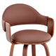 26 Inch Leatherette Barstool with Curved Cushioned Back Brown By Casagear Home BM248264