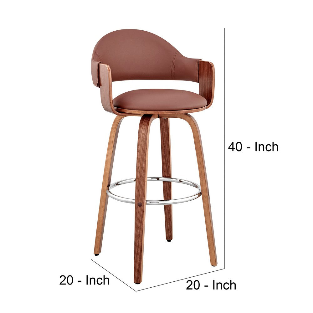 Reid Barstool | 30" | Faux Leather | Cushioned Back | Brown