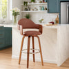 Reid Barstool | 30" | Faux Leather | Cushioned Back | Brown