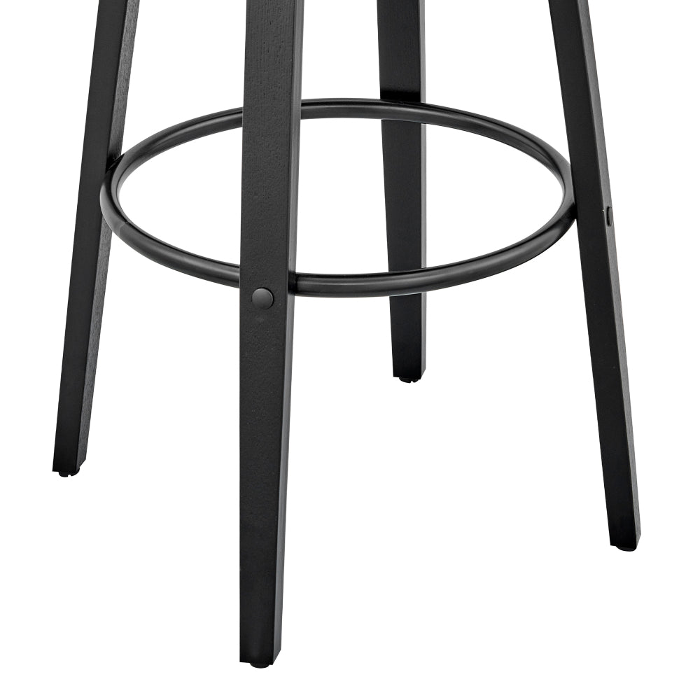 26 Inch Leatherette Barstool with Curved Back Gray and Black By Casagear Home BM248268