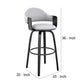 26 Inch Leatherette Barstool with Curved Back Gray and Black By Casagear Home BM248268