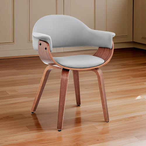 Reid Dining Chair | Faux Leather | Curved Seat | Gray | Brown