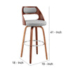 30 Inch Leatherette Barstool with Cut Out Back, Gray and Brown By Casagear Home