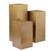 Metal Frame Pedestal with Rectangular Shape, Set of 3, Brass