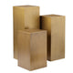 Metal Frame Pedestal with Rectangular Shape, Set of 3, Brass