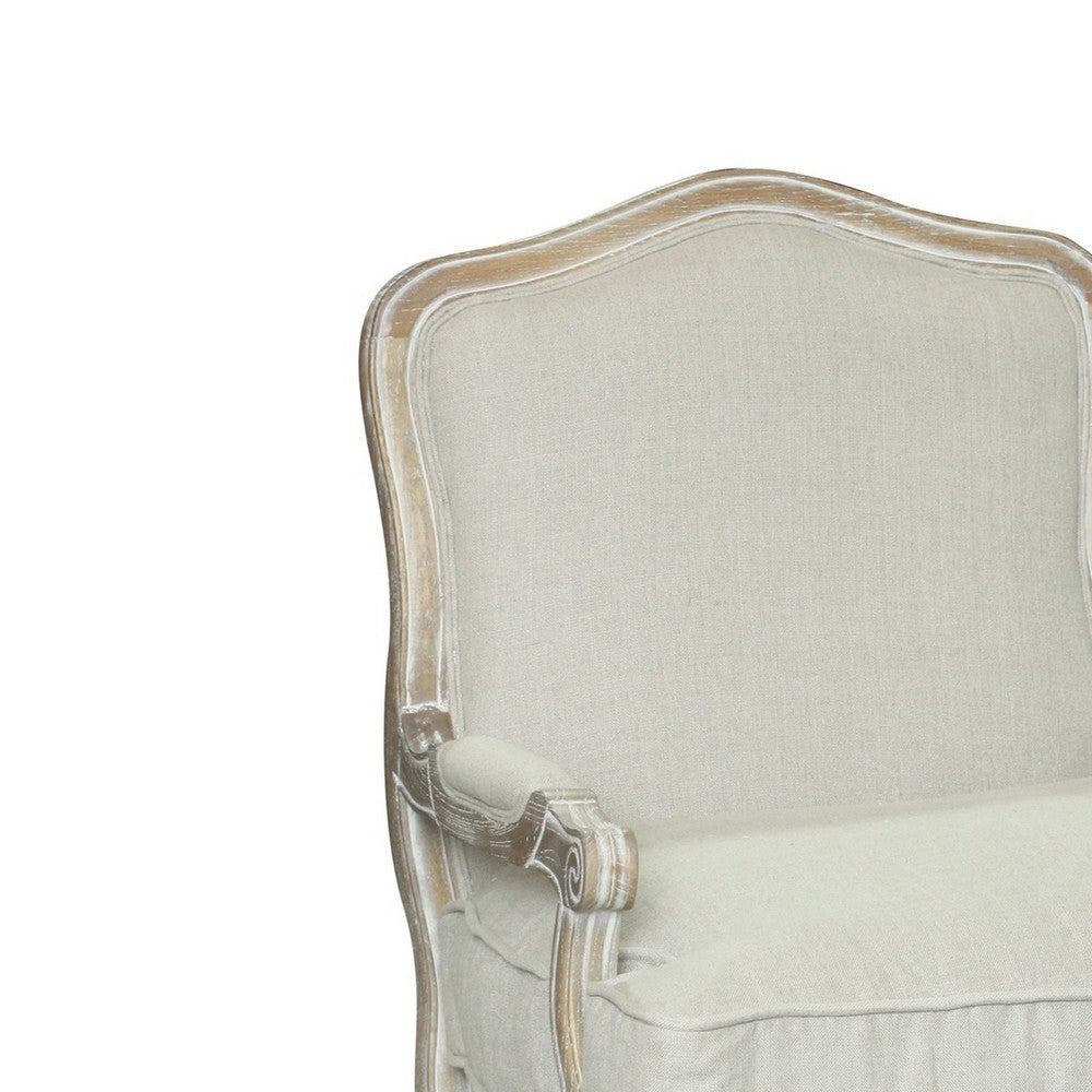 Accent Chair with Pillow Seat and Scrolled Frame Off White BM249415