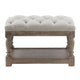 Stool with Tufted Seat and Open Shelf White and Brown BM249426
