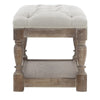 Stool with Tufted Seat and Open Shelf White and Brown BM249426