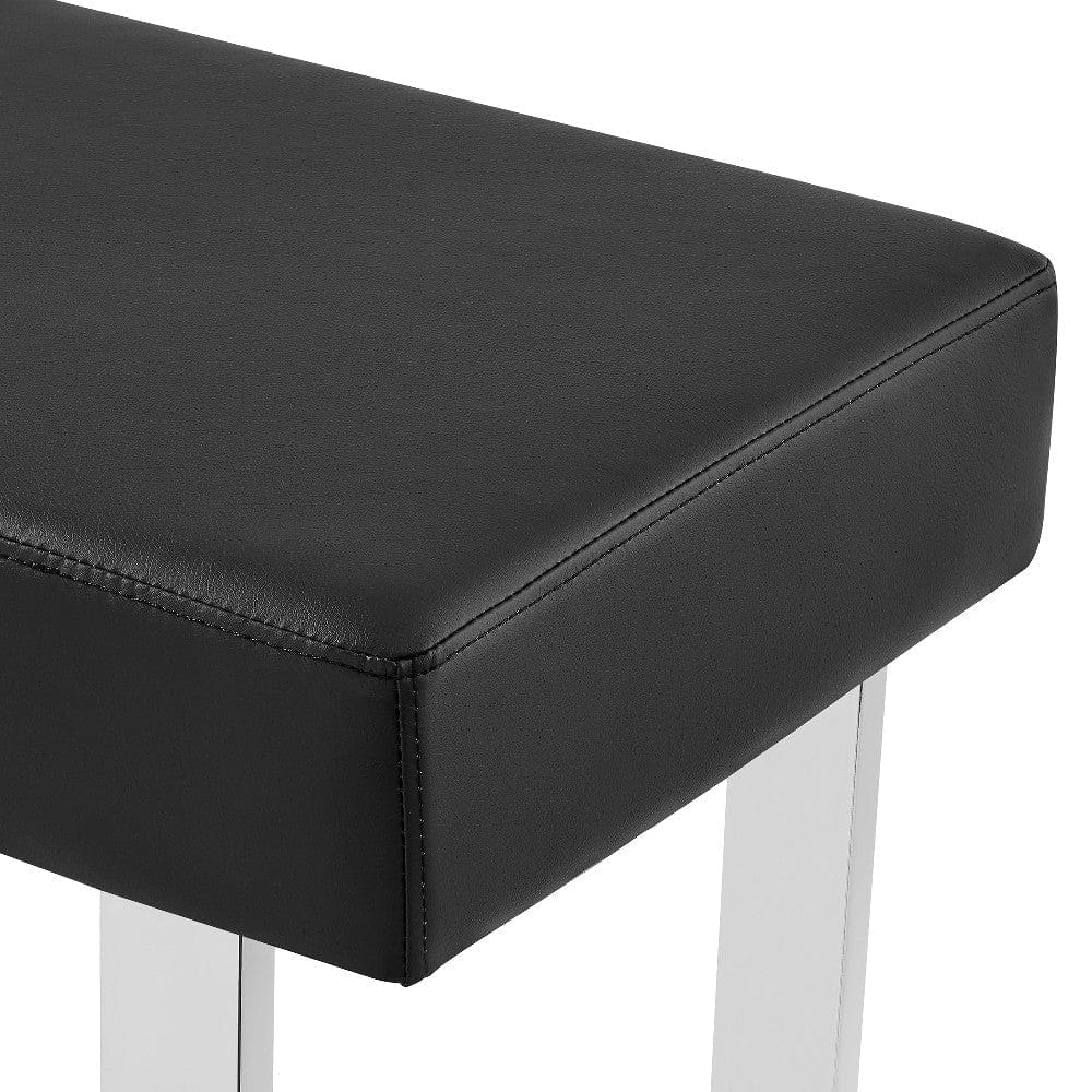 48 Inch Bench with Leatherette Padded Seat and Metal Frame, Black By Casagear Home
