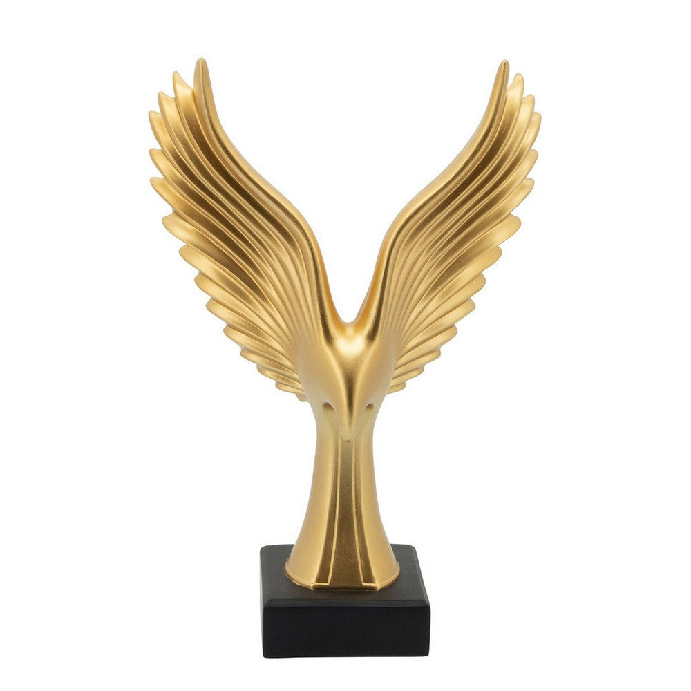 Resin Eagle Design Table Decor with Block Base Gold By Casagear Home BM249489