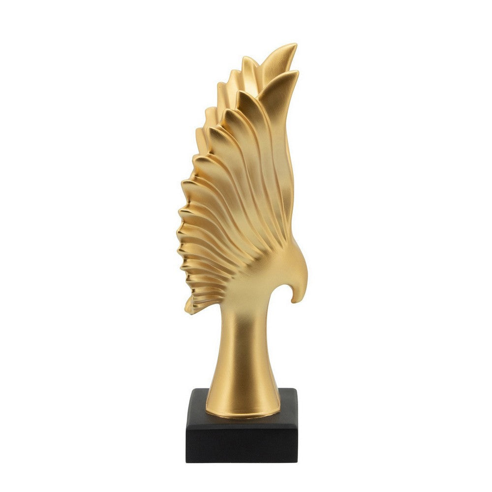 Resin Eagle Design Table Decor with Block Base Gold By Casagear Home BM249489