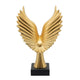 20 Inch Resin Eagle Design Table Decor with Block Base Gold By Casagear Home BM249490