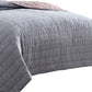 Veria 3 Piece King Quilt Set with Channel Stitching The Urban Port, Gray and Pink By Casagear Home