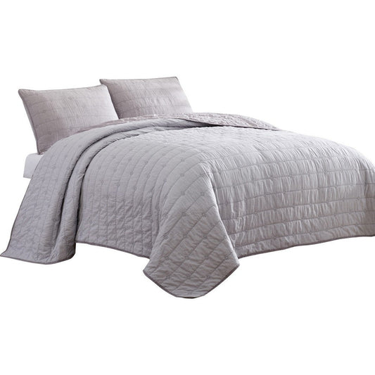 Veria 3 Piece King Quilt Set | Channel Stitching | Orchid