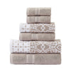 Veria 6 Piece Towel Set | Floral | Geometric Motif | Beige