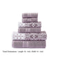 Veria 6 Piece Towel Set with Floral and Geometric Motif Pattern The Urban Port,Purple By Casagear Home