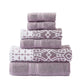 Veria 6 Piece Towel Set | Floral | Geometric Motif | Purple