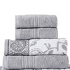 Veria 6 Piece Towel Set | Paisley | Floral Motif | Gray BM250058