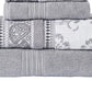 Veria 6 Piece Towel Set with Paisley and Floral Motif Pattern The Urban Port Gray By Casagear Home BM250058