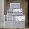 Veria 6 Piece Towel Set | Paisley | Floral Motif | Gray