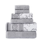 Veria 6 Piece Towel Set with Paisley and Floral Motif Pattern The Urban Port, Gray By Casagear Home