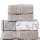 Veria 6 Piece Towel Set with Paisley and Floral Motif Pattern The Urban Port Beige By Casagear Home BM250059