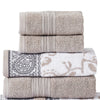 Veria 6 Piece Towel Set with Paisley and Floral Motif Pattern The Urban Port Beige By Casagear Home BM250059