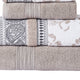 Veria 6 Piece Towel Set with Paisley and Floral Motif Pattern The Urban Port Beige By Casagear Home BM250059
