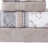 Veria 6 Piece Towel Set with Paisley and Floral Motif Pattern The Urban Port Beige By Casagear Home BM250059