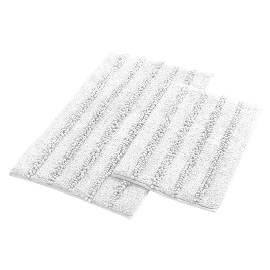 Veria 2 Piece Bath Mat with Textured Loops Details The Urban Port, White By Casagear Home