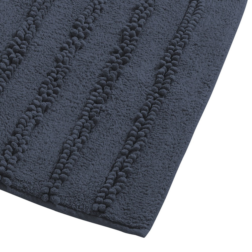 Veria 2 Piece Bath Mat with Textured Loops Details The Urban Port, Navy Blue By Casagear Home