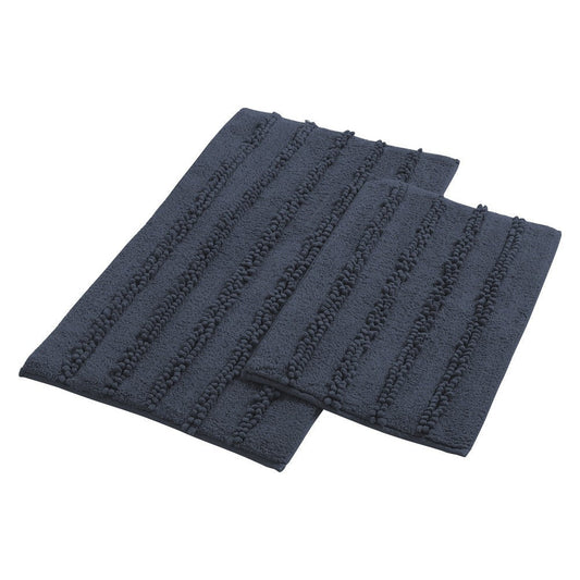 Veria 2 Piece Bath Mat | Textured Loops | Navy Blue