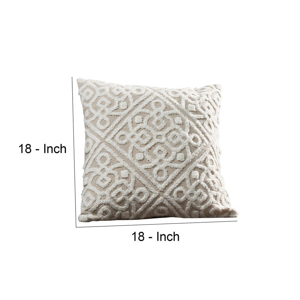 Veria Decorative Pillow Cover with Celtic Knot The Urban Port White and Beige By Casagear Home BM250078