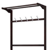 Hall Tree with 5 Hooks and 2 Slatted Shelves, Espresso Brown By Casagear Home