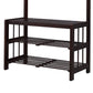 Hall Tree with 5 Hooks and 2 Slatted Shelves, Espresso Brown By Casagear Home