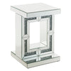 Accent Table with Open Geometric Base and Acrylic Diamond Inlay Silver By Casagear Home BM250186