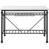 Kitchen Island with Marble Top and Slatted Shelf Black and White BM250190