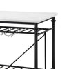 Kitchen Island with Marble Top and Slatted Shelf Black and White BM250190