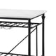Kitchen Island with Marble Top and Slatted Shelf Black and White BM250190