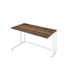 Writing Desk with Wooden Top and Built in USB Port Brown and White
