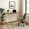 Writing Desk with Wooden Top and Built in USB Port, Brown and White