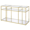 3 Tier Sofa Table with Glass Shelves and Metal Frame, Gold