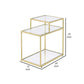3 Tier Accent Table with Glass Shelves and Metal Frame, Gold By Casagear Home