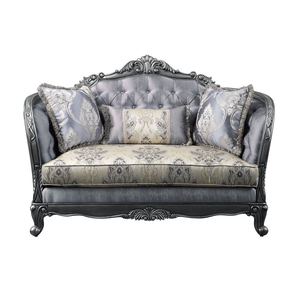 Loveseat with Scrolled Molded Frame and Queen Anne Legs Gray BM250201