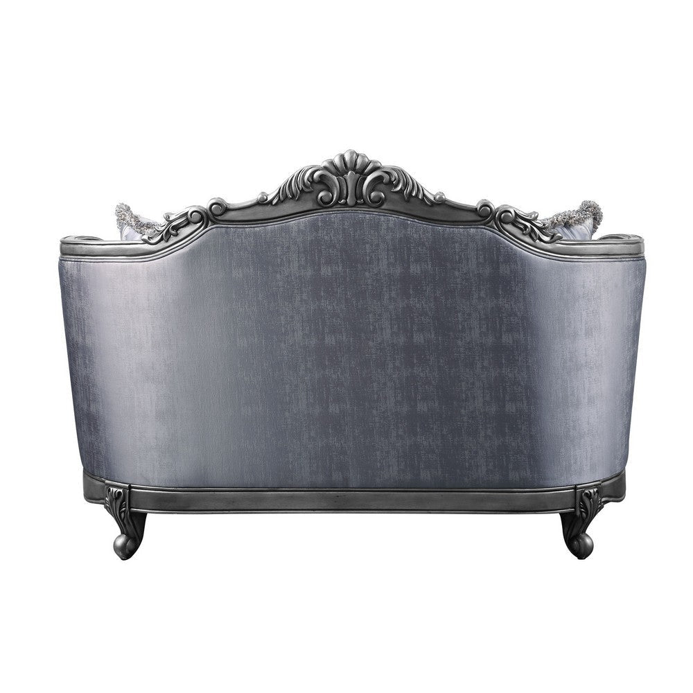 Loveseat with Scrolled Molded Frame and Queen Anne Legs Gray BM250201