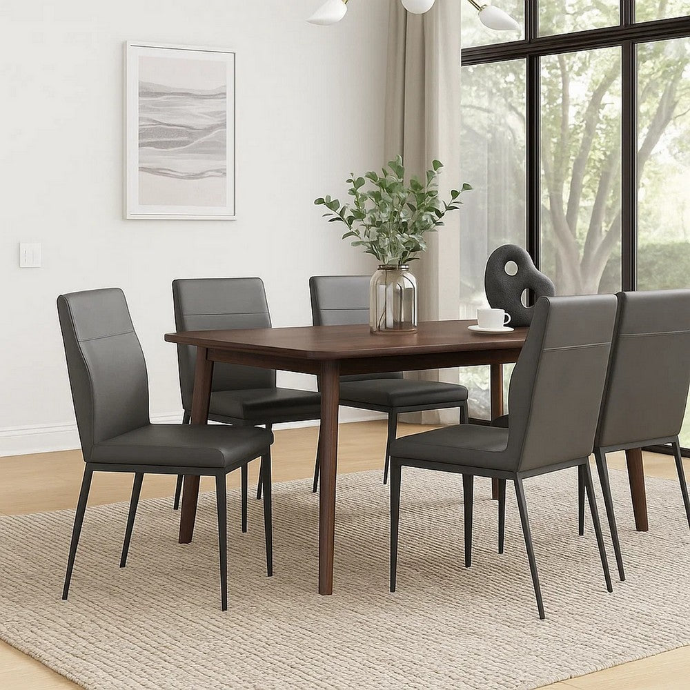 Chair with Faux Leather and Sleek Metal Legs, Gray