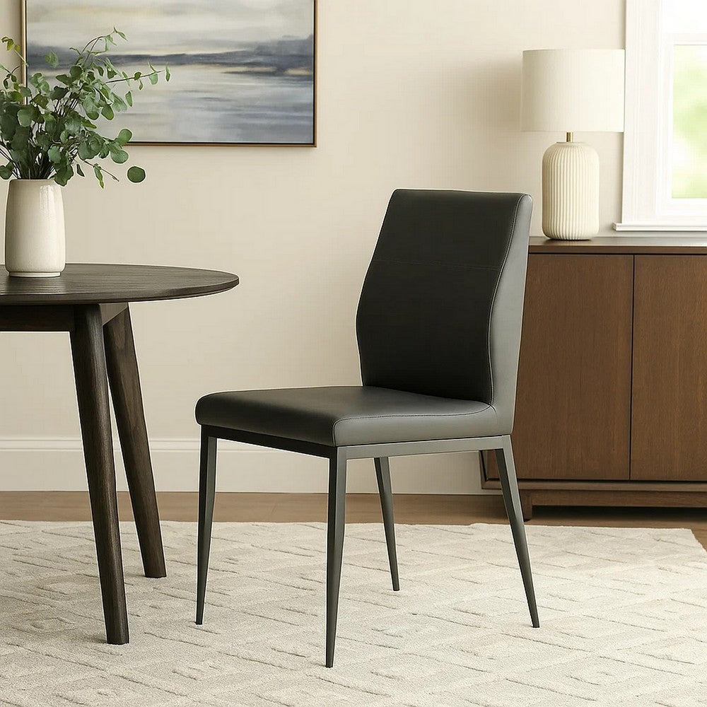 Chair with Faux Leather and Sleek Metal Legs, Gray