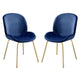 Side Chair with Fabric and Bucket Design, Set of 2, Blue and Gold